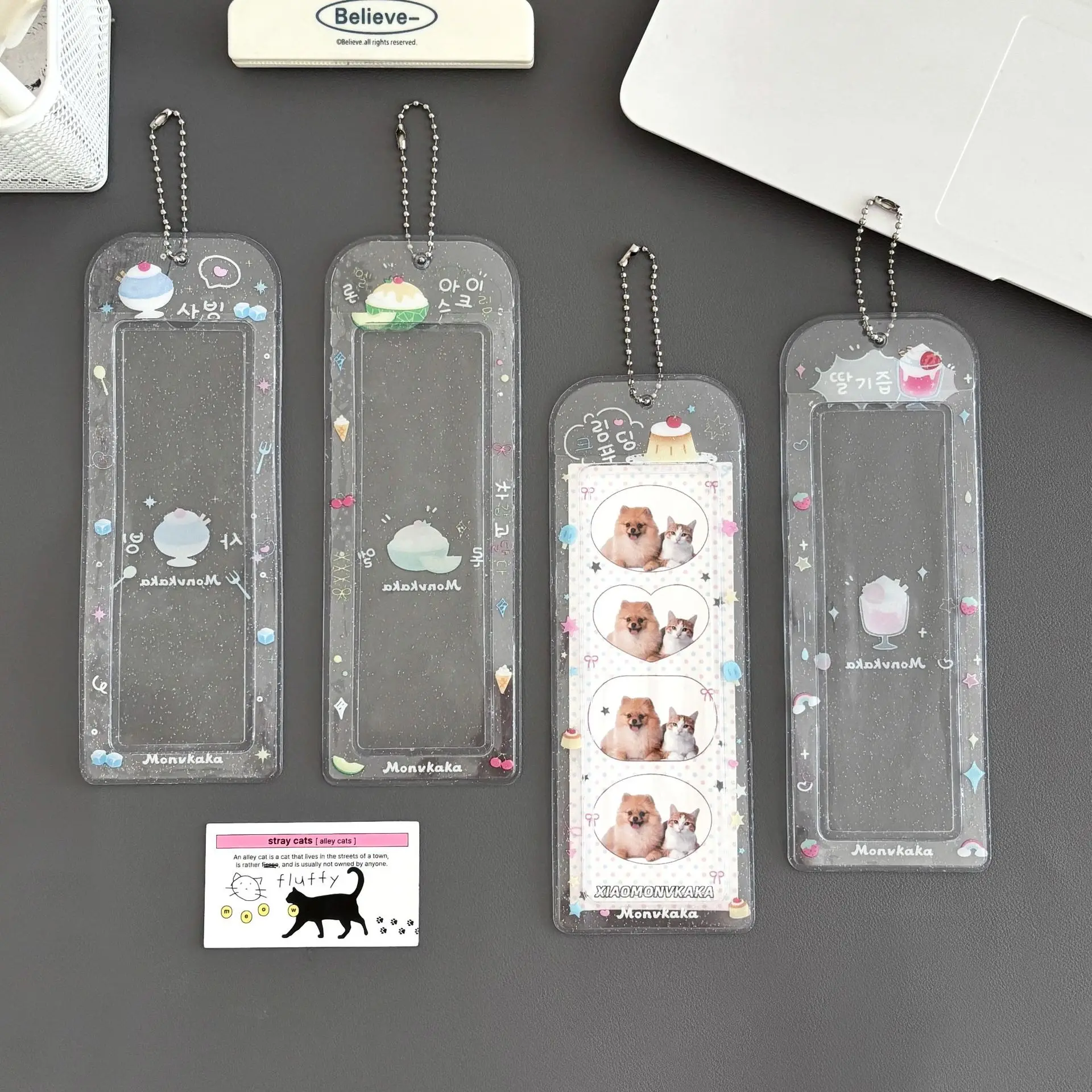 Cadres de cabine Photo en gelée à paillettes, Album de stand Photo de crème glacée de dessin animé pour bandes Photo de 2x6 pouces, porte-signet 2x6