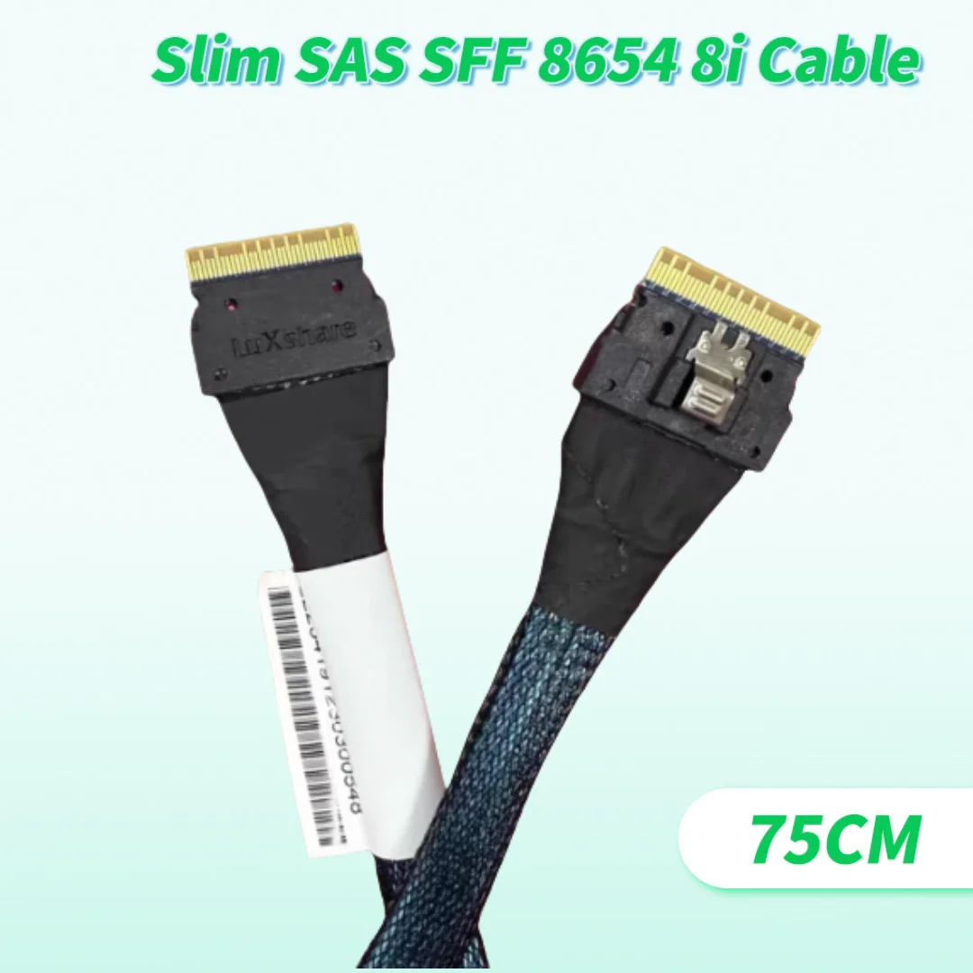 

2025 NEW Slim SAS SFF 8654 8i Male To Male Data Cable Crossover Definition Cable 75CM