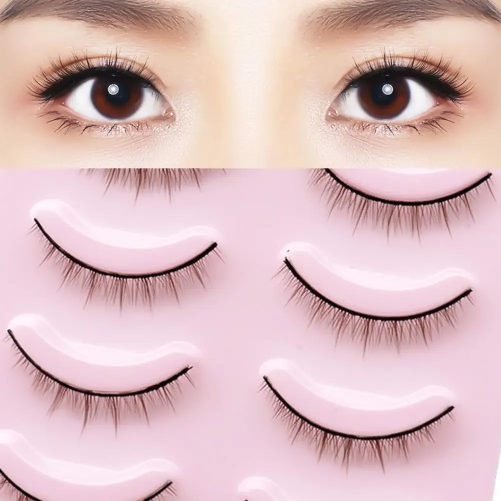 5 Pairs Exquisite Fake Eyelash  Soft Cross False Eyelash  Handmade Stems Makeup Natural Thick Soft Lashes