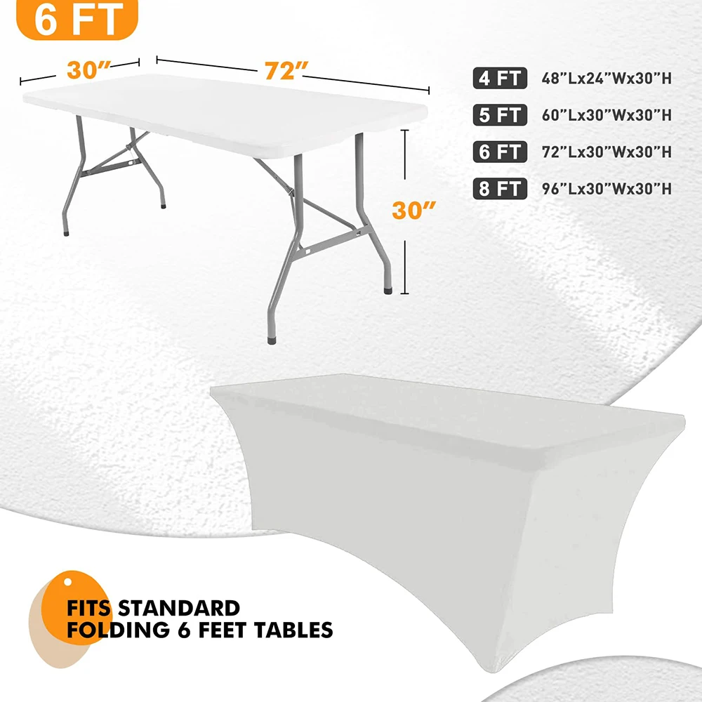 Table Covers, 2 Pack 4FT Black Table Cover Fitted, Spandex Table Cloth for 4 Foot Tables, Rectangle Table (48L x 30W x 30