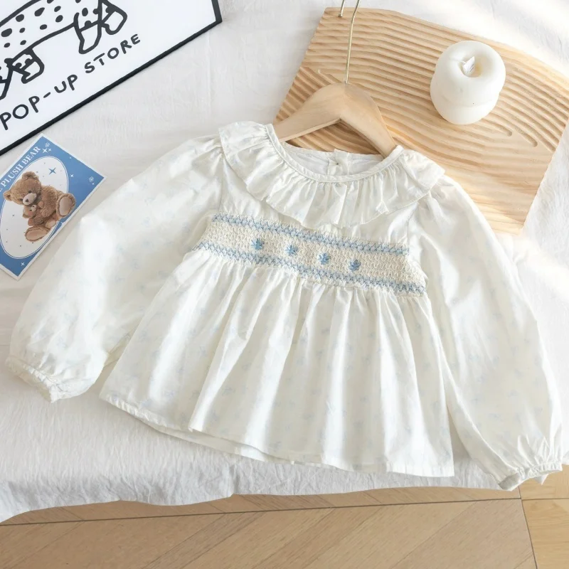 

Girls' Shirt Spring 2026 New Fashionable Children's Casual Shirt Spring and Autumn Edition Embroidered Top for Girls Aged 2-8