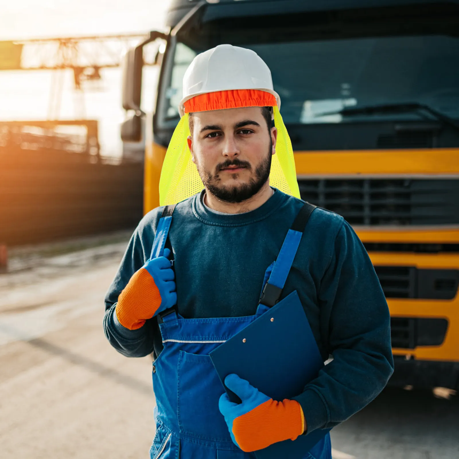 

Комплект из 4 штук: Солнцезащитная ткань с высокой видимостью, светоотражающая, с полным козырьком, дышащая сетка, защита для шеи, для строительства и других работ