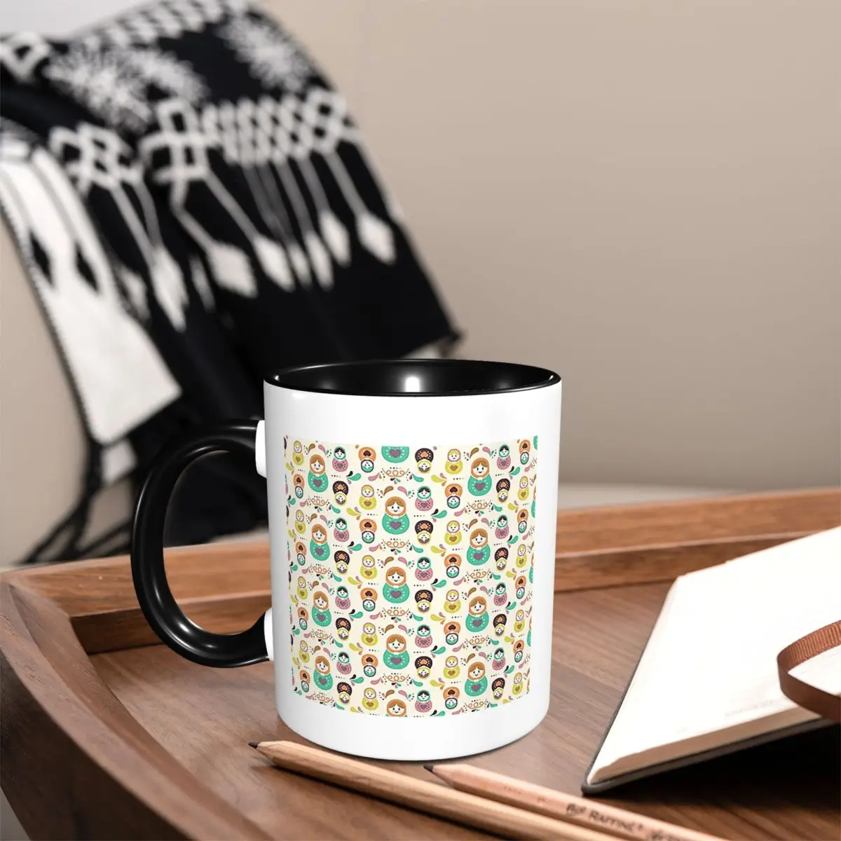 

Matryoshka Pattern Mug Funny Ceramic Coffee Cups Tea Mugs Milk Cup Drinkware Gifts for Friends