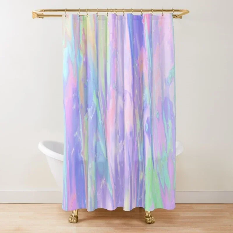 Iridescent Rainbow Dreams Shower Curtain Rainbow Ombre Abstract Bathroom Curtain Watercolor Girly Boho Shower Curtains,Polyester