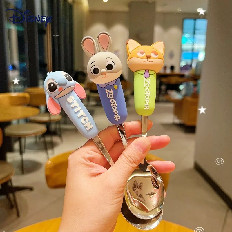 

Disney Zootopia 2 Cartoon Anime Cute Cute Cute Stitch Spoon Fork Chopstick Set Silicone Anti Heat Birthday Gift for Children