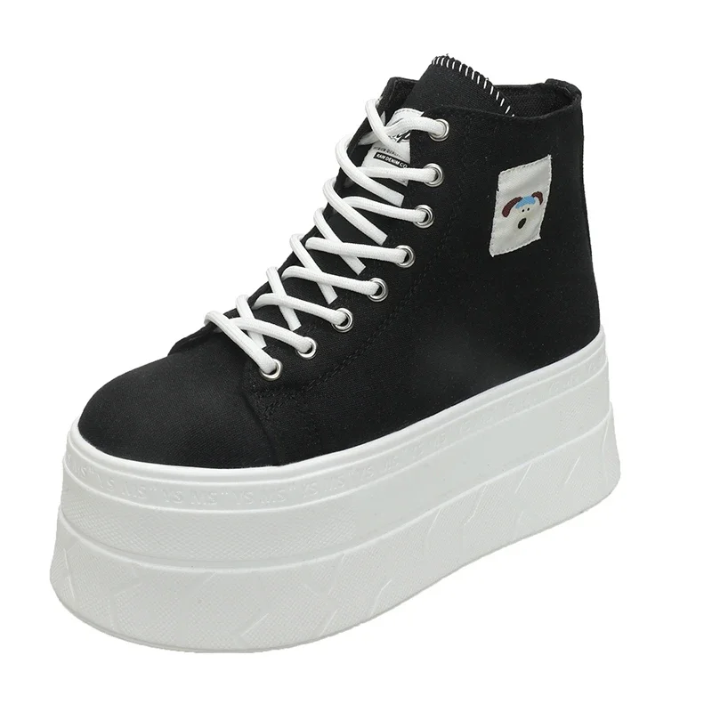 

Женские ботильоны 7,5 см, вулканизированная обувь на высокой платформе, кроссовки на танкетке, женские весенне-осенние кожаные полусапожки на толстой подошве