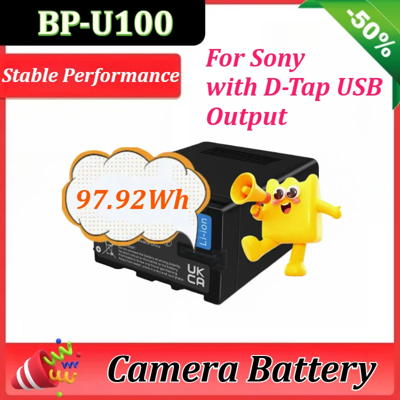 

6800mAh 97.92Wh BP-U100 Camera Battery for Sony BP-U30 U90 U60 Z280 EX260 EX280 FS5 7 FX6 Z190 EX1R EX200 with D-Tap USB Output