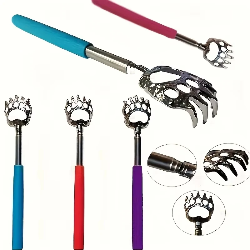 1pcs Bear Claw Stainless Steel Itching Massager No Need For Manual Labor Stainless Steel Retractable Itching Device