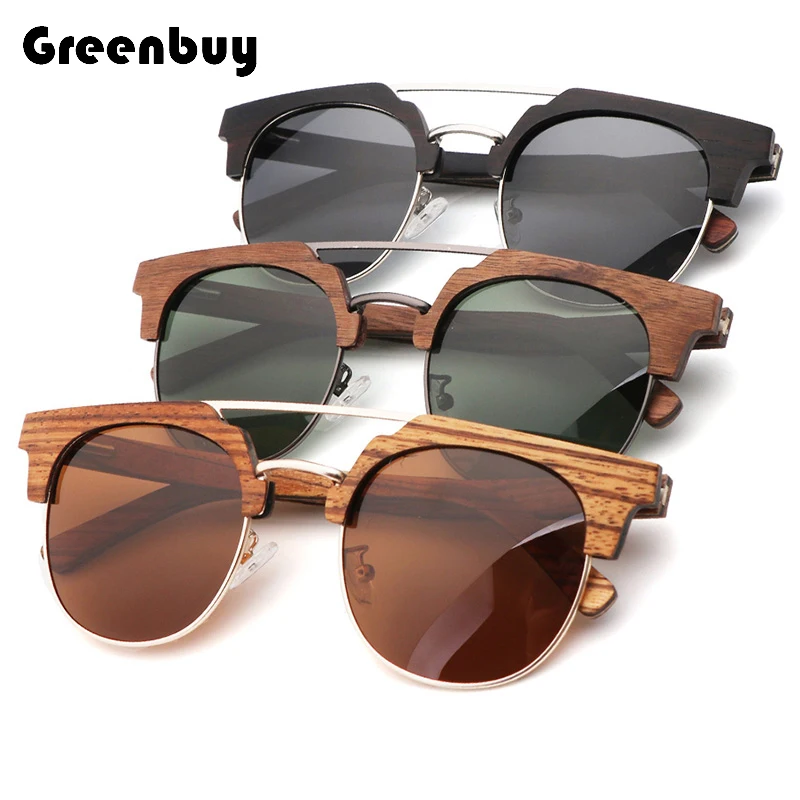 

Bamboo Sunglasses Wooden Legs Metal Frame Polarized uv400 Women And Men Driving Eyewear For Gift Box Fashion