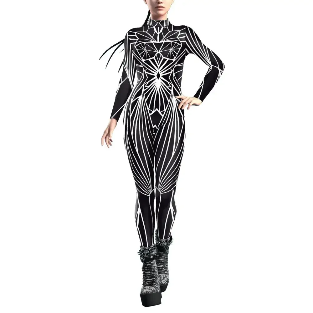 Teanoon Donna Crystal Damage Costume Specchio nero Tute Donna Art Zentai Body Ragazza Vacanza Festa Cosplay Outfit