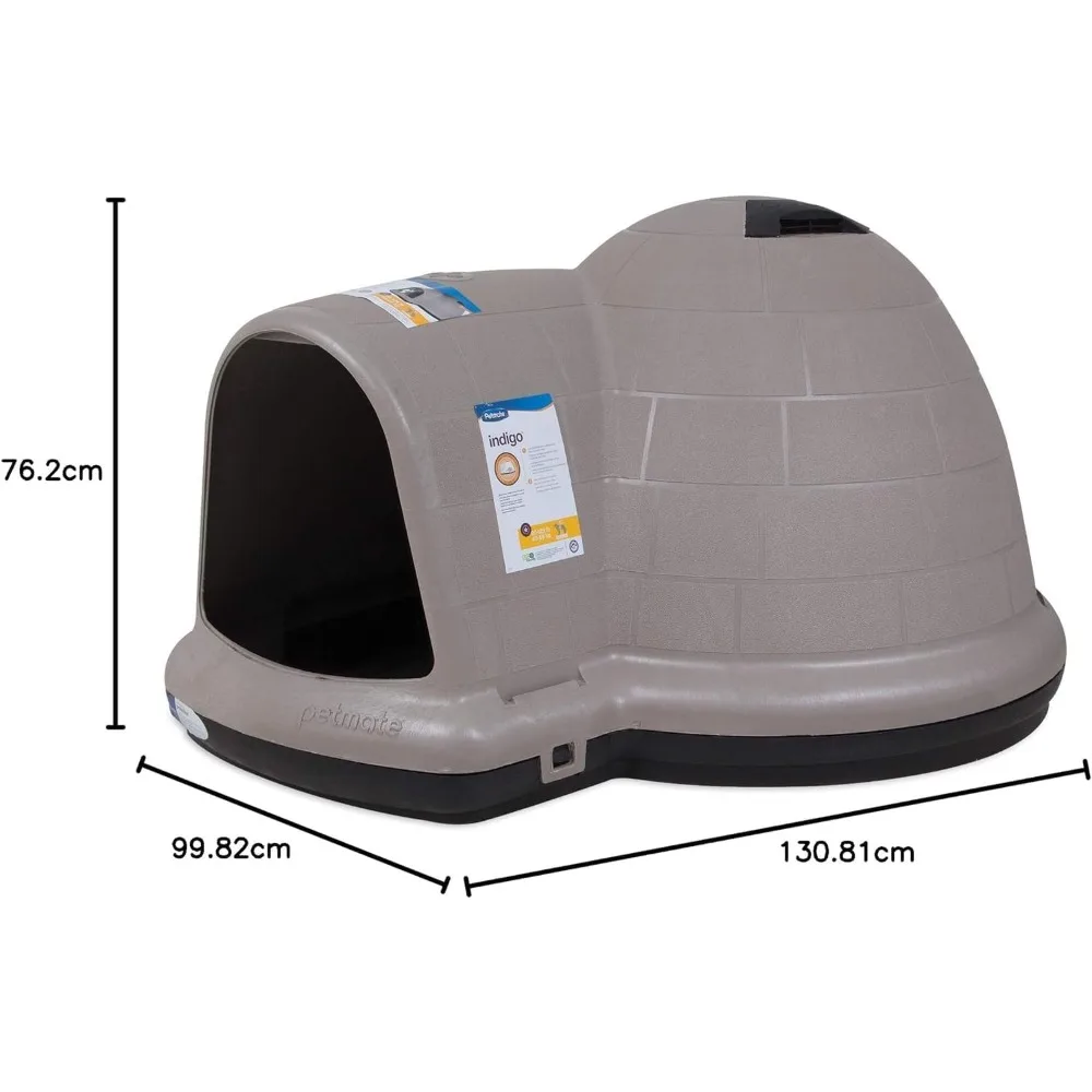 Indigo Dog House (Igloo Dog House, Made in USA with 90% Recycled Materials, All-Weather Protection Pet Shelter) for XL D