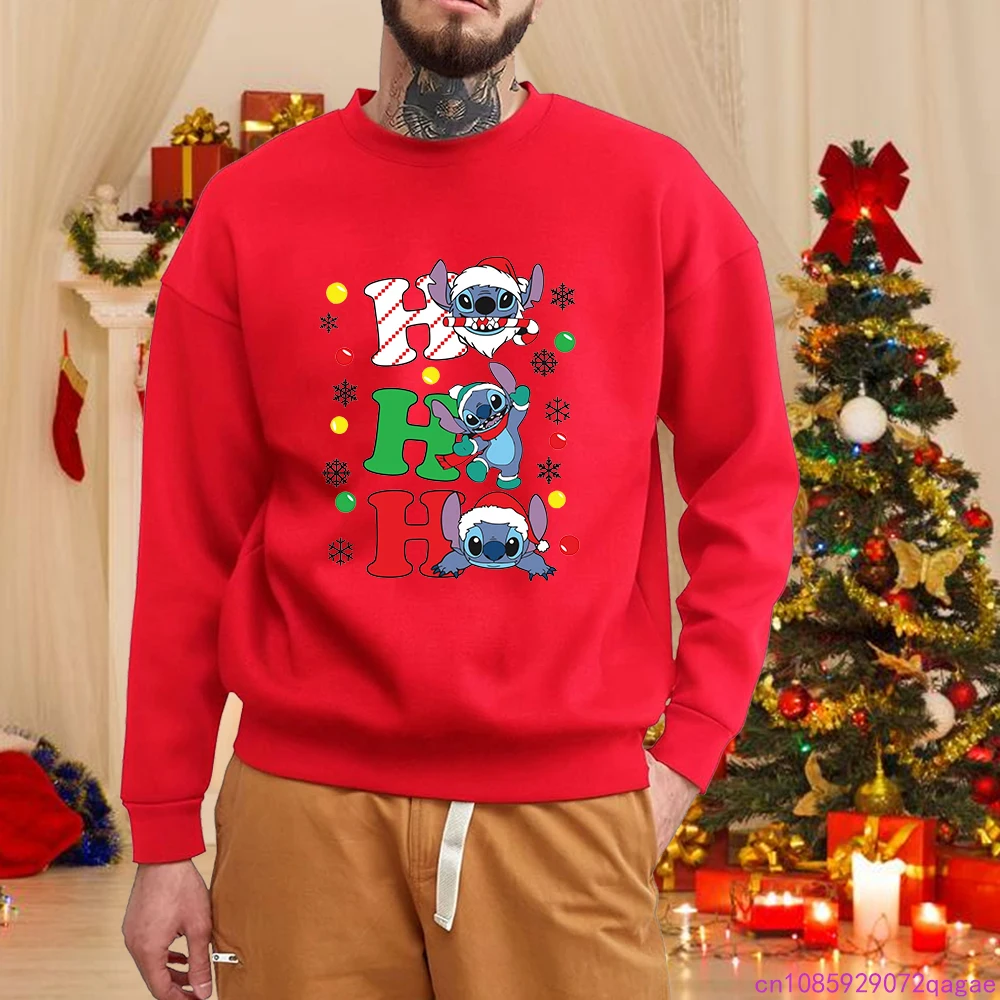 

Cute Christmas Cartoon Stitch Print Sweatshirt Stitch Christmas Outfit Men's Sweatshirt