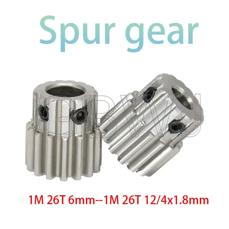 

1Pcs Module 1 Motor Gear 1M25T-26T #Carbon Steel Material Blackening Spur Gear Bore Size 5/6/6.35/7/8/10/12mm