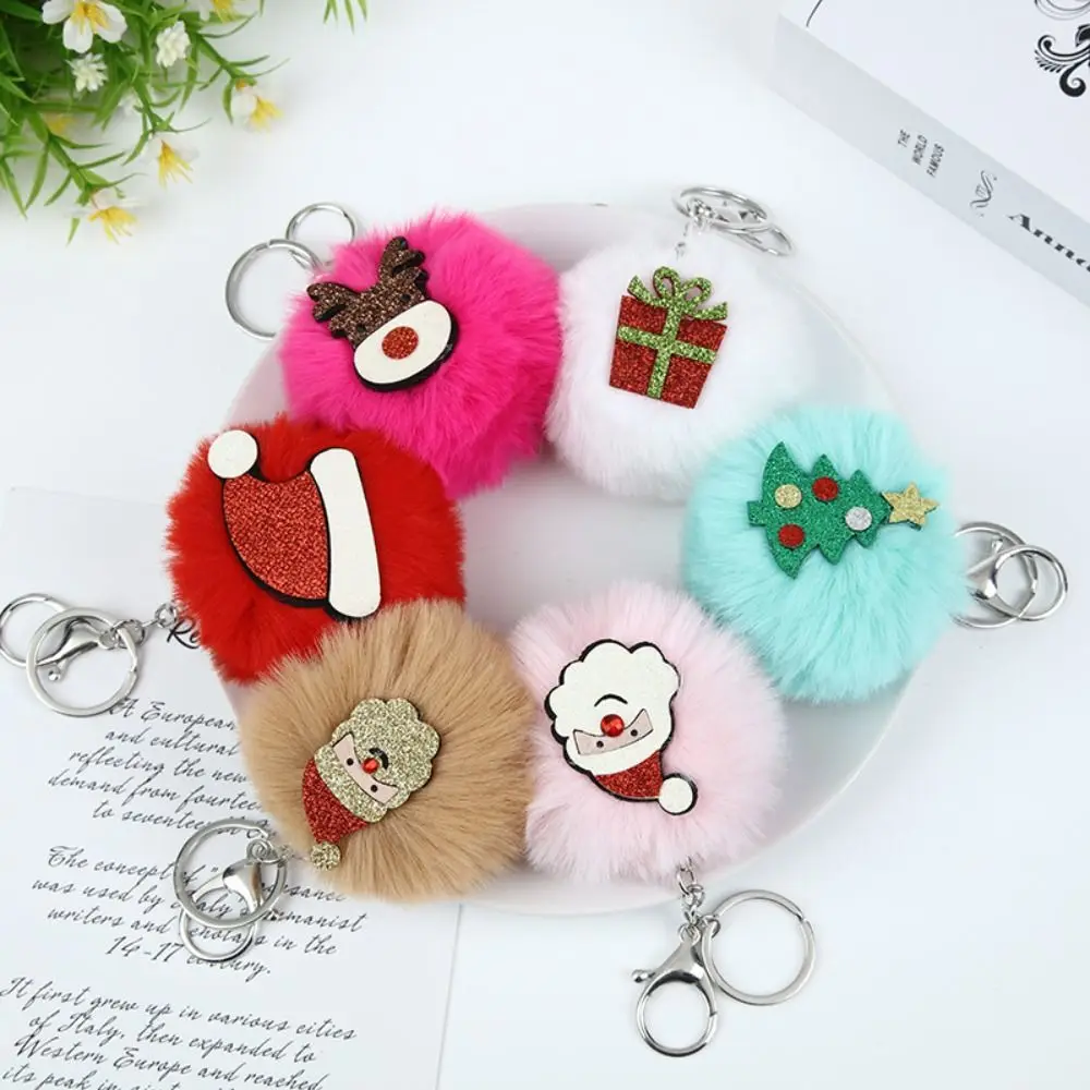 Christmas Hairball Keychain Imitation Otter Rabbit Fur Ball Pendant Plush Pendant