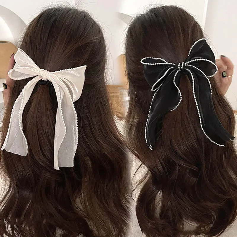 

Bow Hair Clip Women Cute Bowknot Riband Hairpin Barrettes Girls Solid Color Ponytail Clip Hair Accessories Headwear Gift