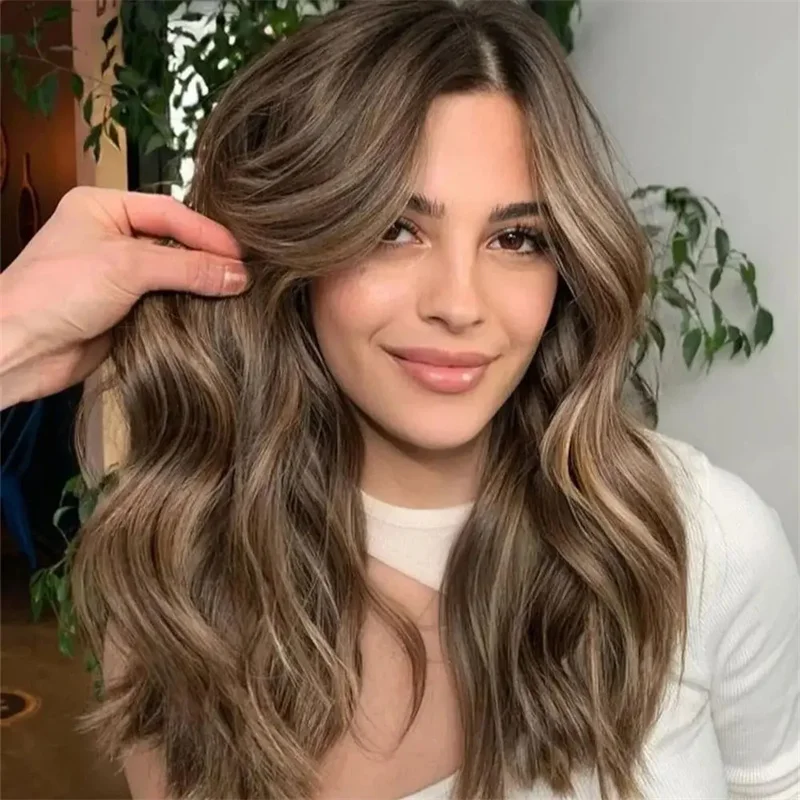 

Бесшовный парик из натуральных европейских волос, 24 дюйма, омбре коричневый, длинные естественные волны, 5x5, на шелковой основе, с HD-кружевом, с эффектом натуральной линии роста волос, с детской прядью, без клея