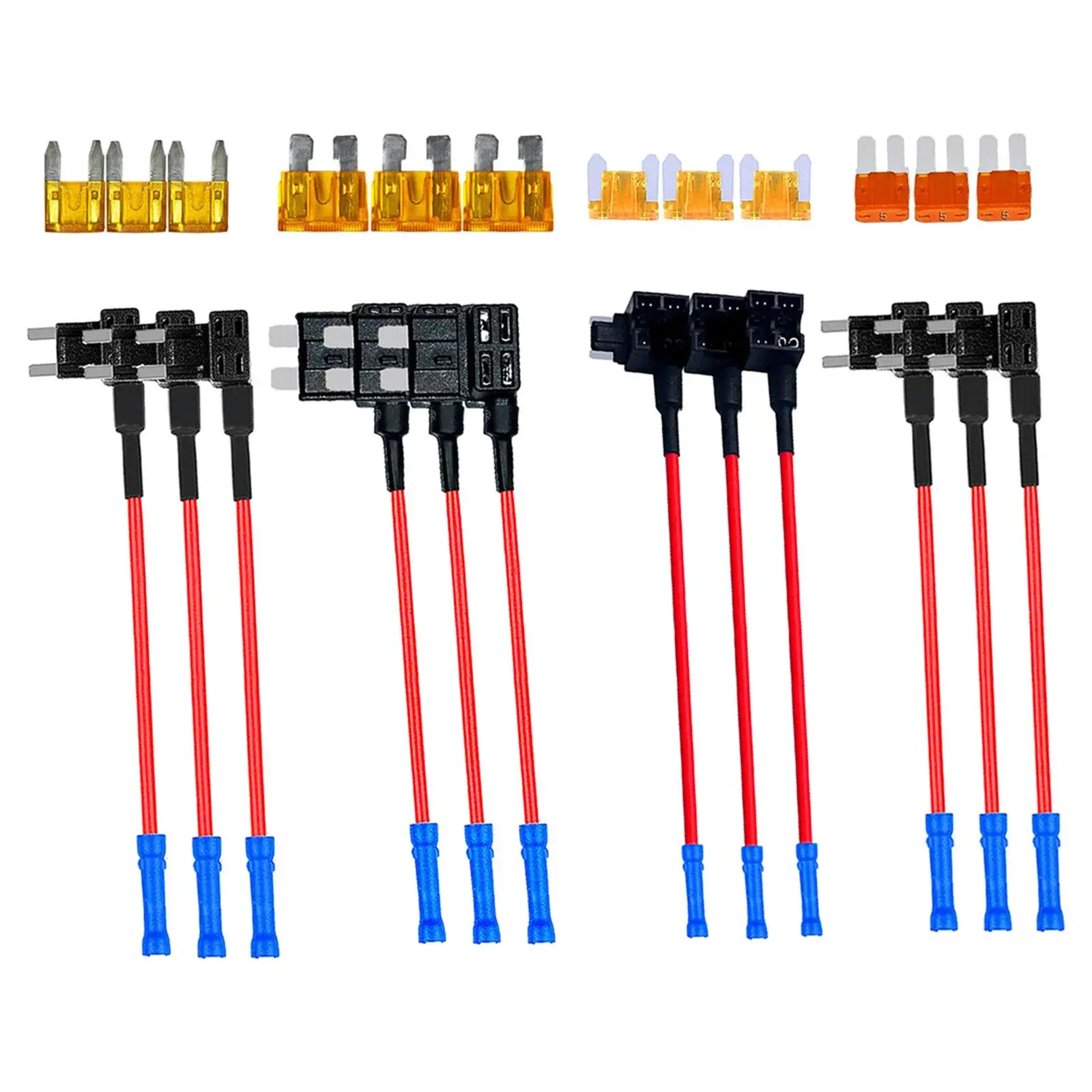 12x Car Add A Circuit Fuse Tap Adapter Set Direct Replaces Accessories Mini for GPS Car Alarm Driving Recorder DVD Player