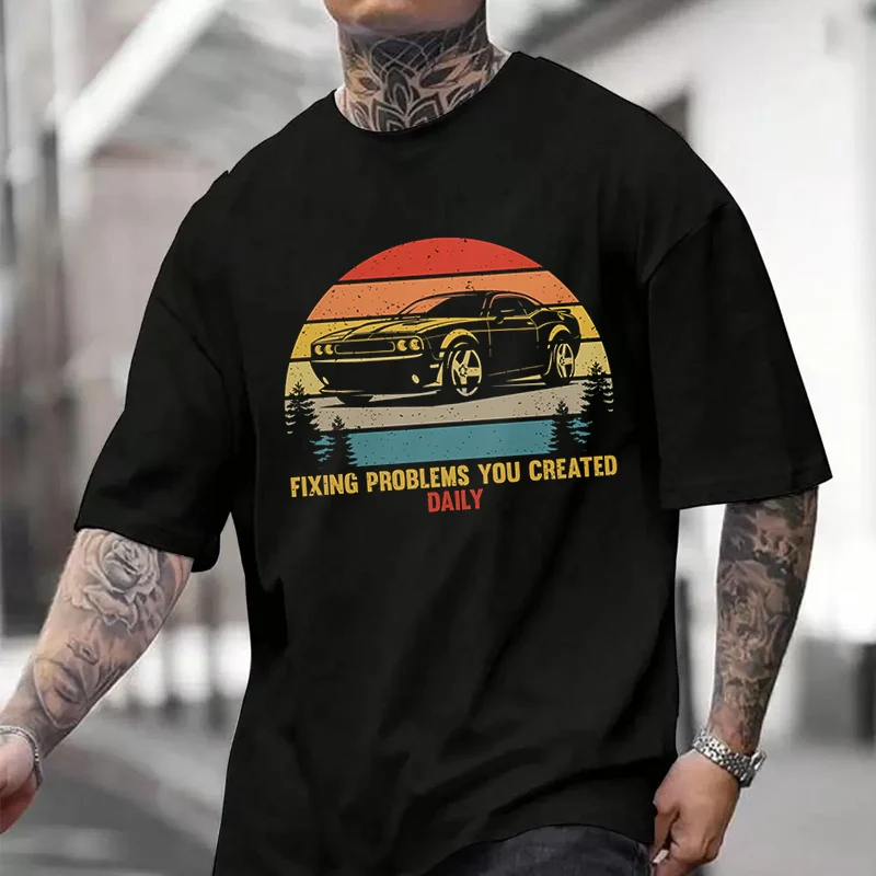 

Funny Car Mechanic Men's T Shirt Casual Dress High Quality Mens Cotton Round Neck Short Sleeved T-shirt S-3xL