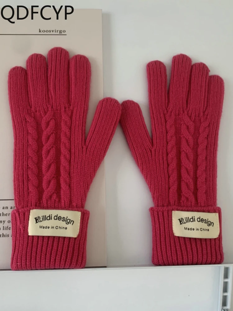 Autumn Winter 2023 New Knitted Gloves Loose Warm Soft Wool Cycling Open Finger Touchable Screen Solid Mittens Unisex One Size