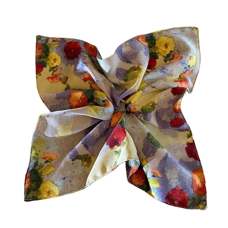 ربطة شعر على شكل لوحة زيتية مربعة الشكل للنساء، ربطة شعر على شكل ضفيرة لفصل الصيف، إكسسوار شعر أنيق ومريح