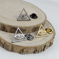 Alfileres de Ojo triangular de acero inoxidable, broche de ojo, pirámide egipcia Santa, amuleto de insignia de bolso, joyería para hombres y mujeres