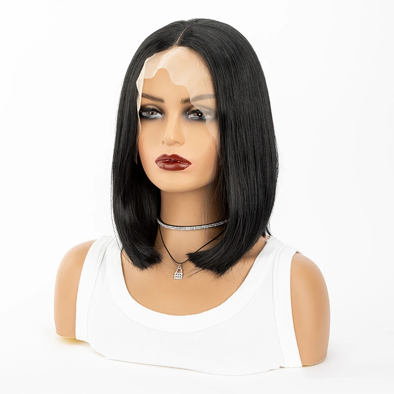 

The 14-Inch Bob Straight Hair Lace Front Wig And Synthetic Wig Are Naturally Suitable For Women Daily Parties And Halloween Use
