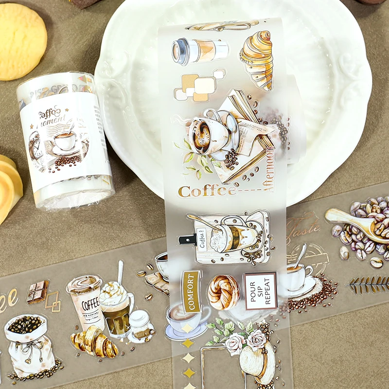 2m/Roll Pre-Cut Vintage Coffee Aesthetic PET Washi Tape Baker Masking Tape Decorative Adhesive Stickers For PlannerScrapbooking - view 3