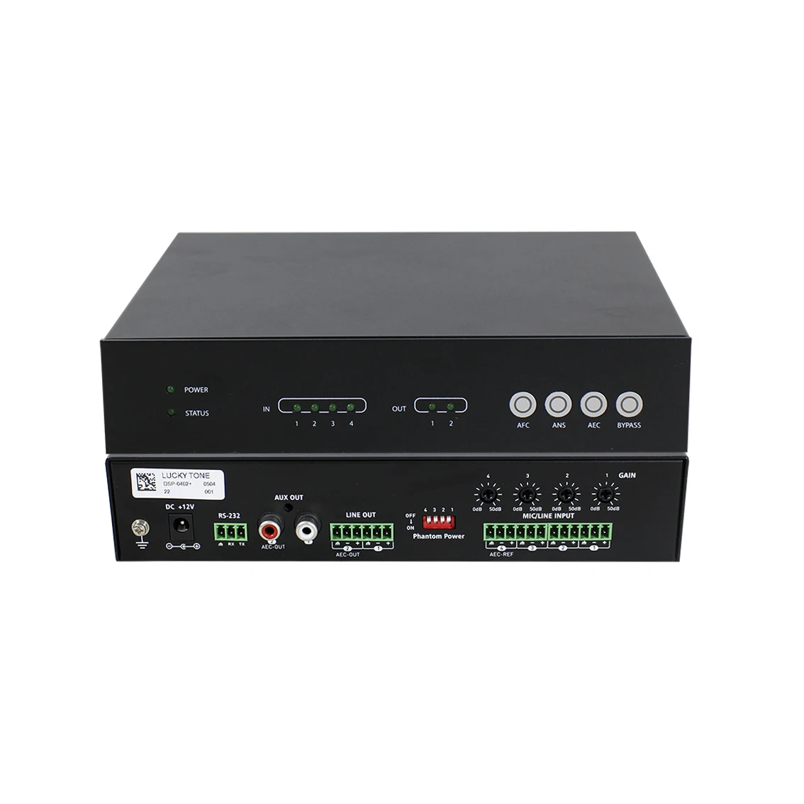 4-in 2-out Automatic DSP Audio Processor for Recording and Broadcasting, Remote Interaction and Conference Sound Reinforcement