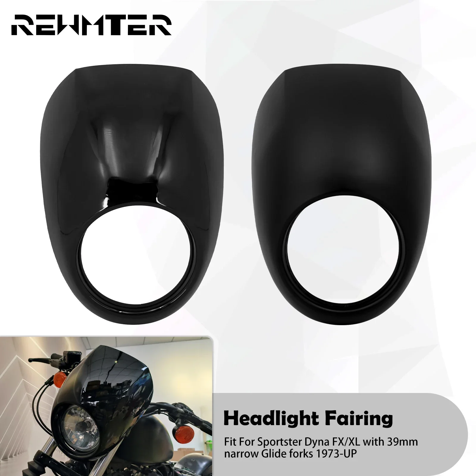 

Motorcycle Headlight Fairing Cover Plastic Front Cowl Fork 39mm Mount Kits For Harley Sportster XL 883 1200 Dyna Low Rider 73-UP