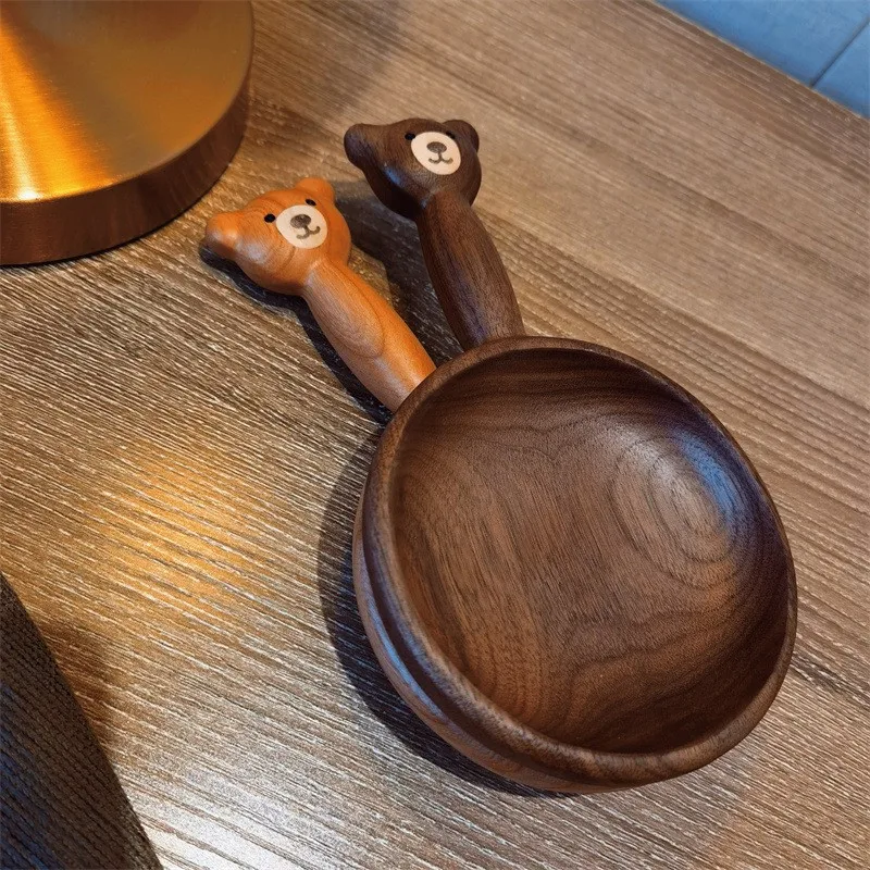 

LH cute bear wooden bowl wooden plate fruit snacks dessert nut bowl