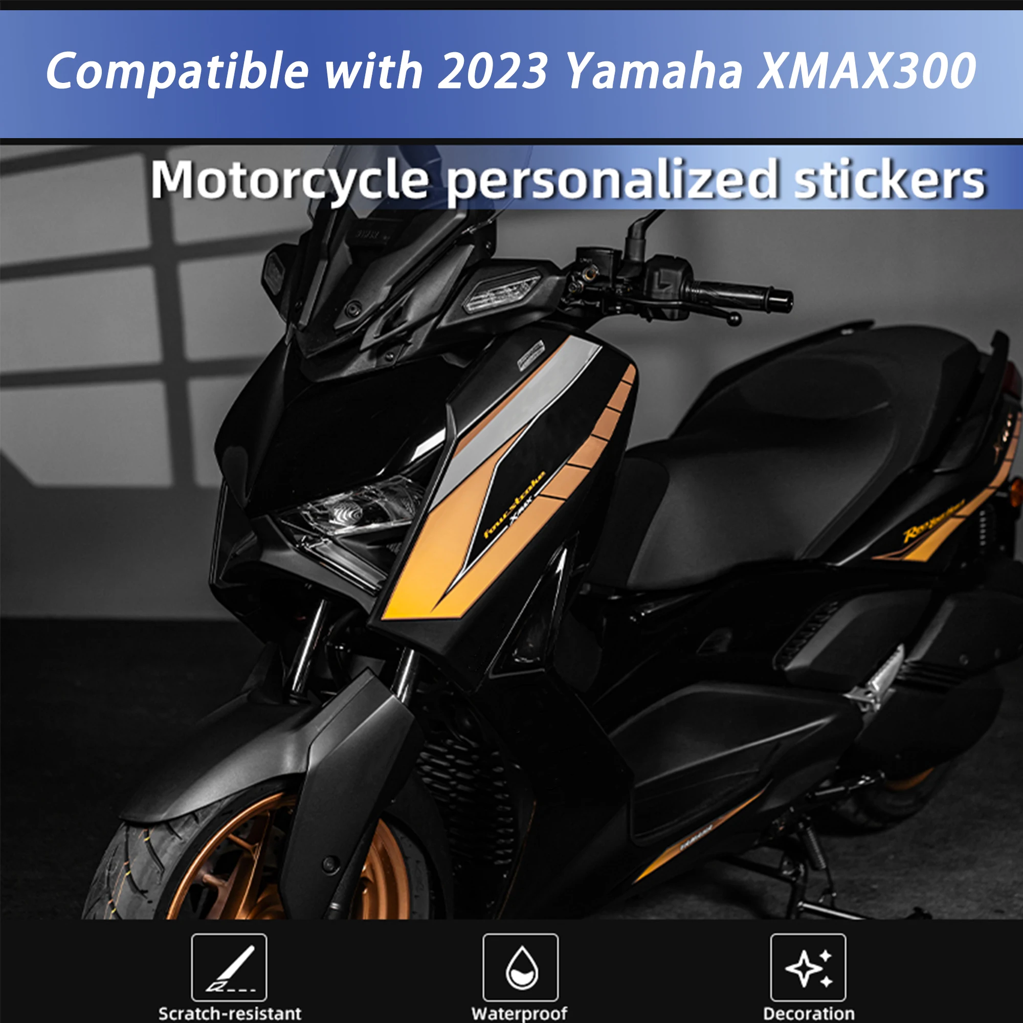 Motorcycle Body Decal Sticker Compatible with 2023 Yamaha XMAX300, Waterproof Protective Decorative Sticker Anti-Scratch Decals