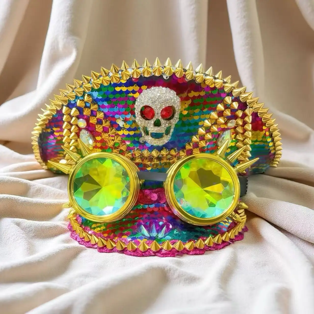 

Капитанская шляпа в стиле стимпанк со стразами и очками для женского фестиваля Burning Man, военные аксессуары и кепка для мужчин