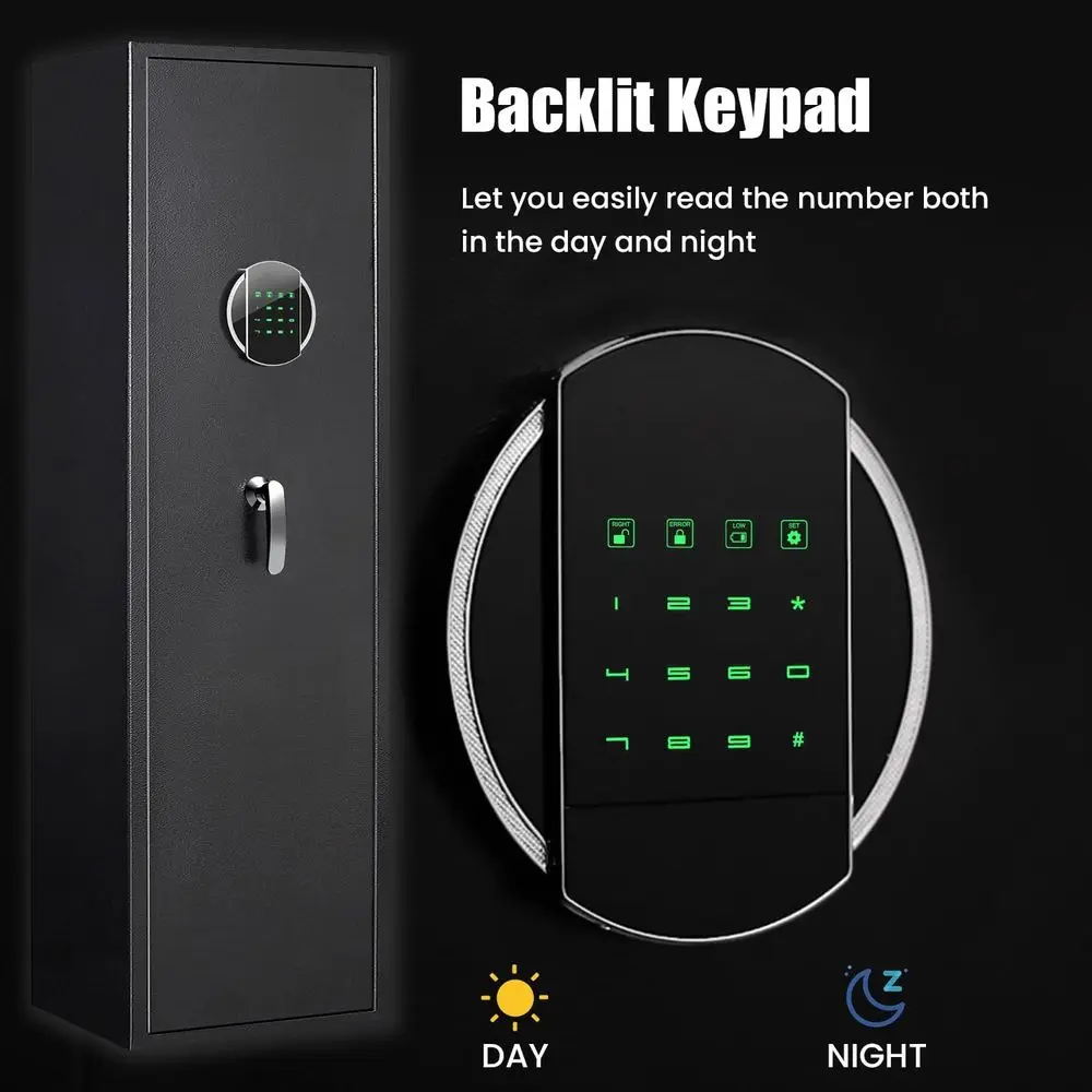 Secure Storage Cabinets for Firearms: Fast Access Electronic Locks with LED Lights, Removable Shelves and Multiple Handgun Compa