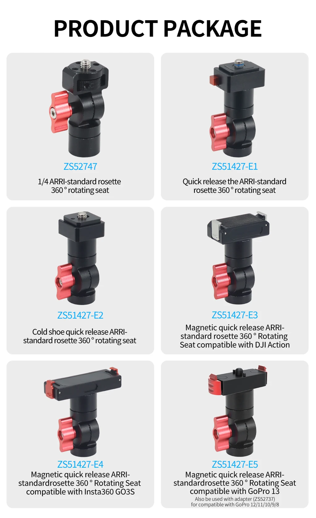 360° Schwenkbarer Schnellverschluss-Stativ-Kugelkopfadapter ARRI-Ausrüstung Magnetische Halterung für GoPro13 Insta360 DJI Action Pocket 4 Kamerahalterung – Detail 24