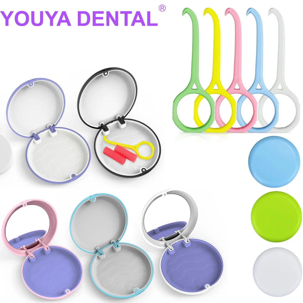 Denture Storage Box Dental Retainer Case with Braces Extractor Aligner Case Orthodontic Storage Box Oral Hygiene Portable Fake T