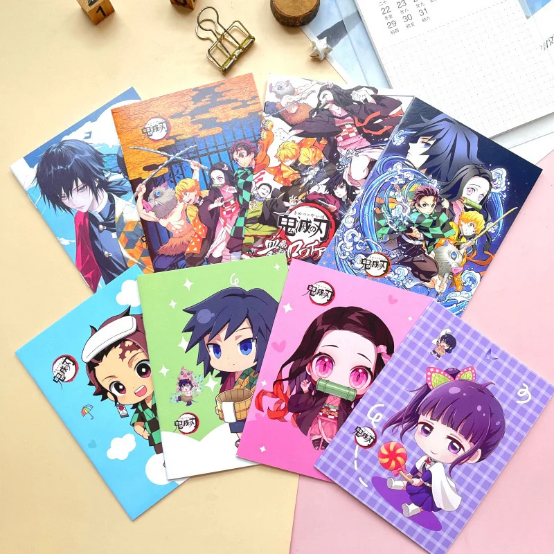 cute demon slayer notebook a6 portatil note book planejador diario papelaria presente material escolar 16 pcs por lote 01