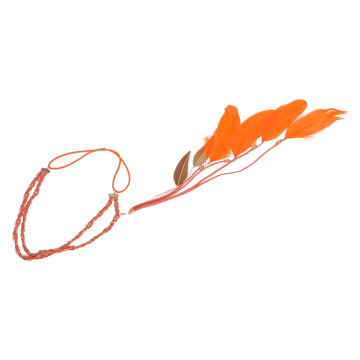 

Leaf Pendant Woven Headband for Women Girls Colorful Hair Hoops Chain Braid Bohemian Headdress Natural Style Romantic