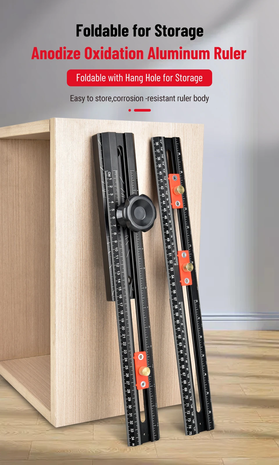 Holzbearbeitungs-T-Winkellineal mit automatischer Klemmung, Positionierlineal, Bohrlochmarkierungslehre, Winkellineal, T-förmiges Lineal für Schreiner – Detail 14