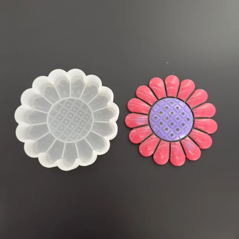 DIY Sunflower Car Air Outlet Mold Handmade Aromatherapy Scented Gypsum Ornaments Epoxy Resin Silicone Mould Home Decoration