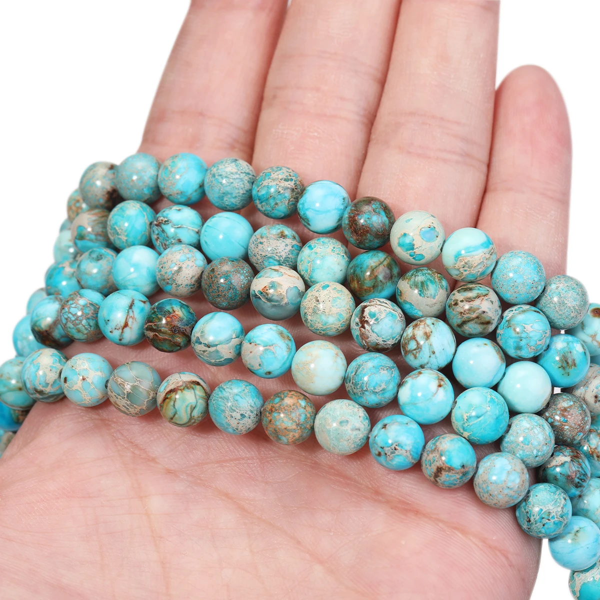 8 مللي متر بحيرة الطبيعية الأزرق الإمبراطوري جاسبر الخرز الرواسب جاسبرز الفيروز الخرز لصنع المجوهرات DIY بها بنفسك الخصر ملحقات السلسلة #1