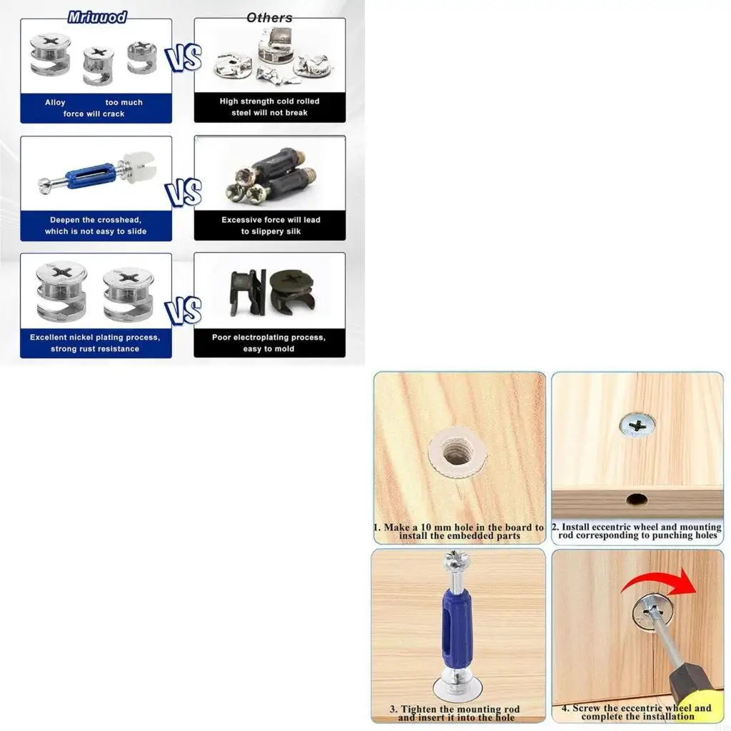   Cams Locks Eccentric Hardware Wheel Fasteners Connectors with Nut Bolts Dowels