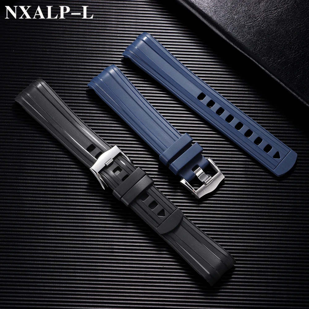 20mm Curved End Rubber Watch Strap for Omega Seamaster 300/007 for Speedmaster Bracelet Men's Diving Sport Silicone Watchband