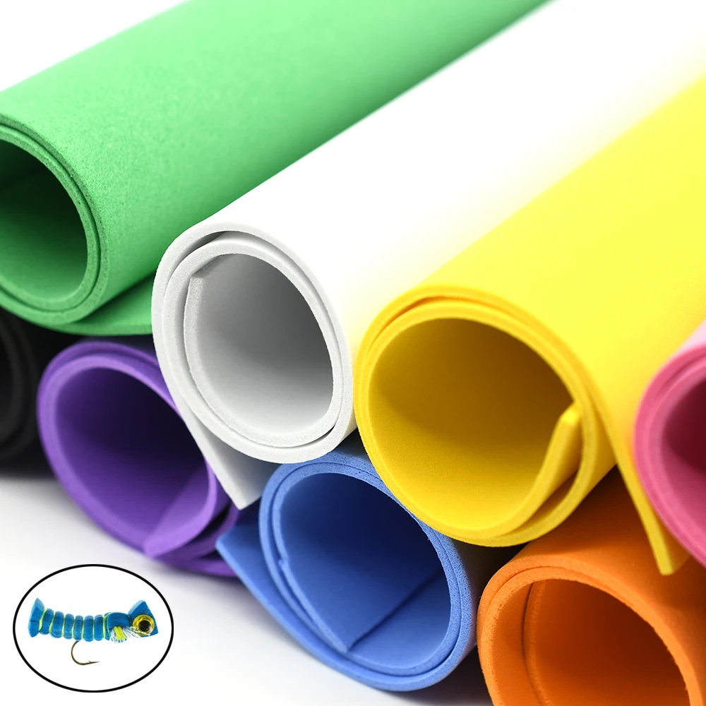 MNFT10Pcs Foam Sheets EVA Colorful Fly Tying Foam Paper Fishing Baits Fishing Tackle Accessories