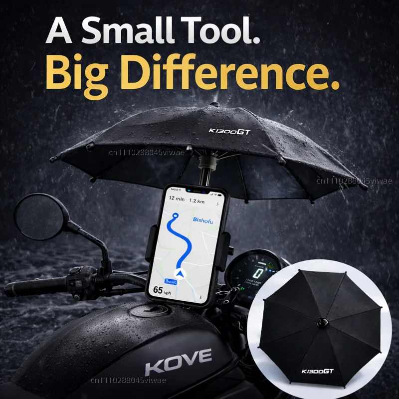 

For KOVE Motorcycle Phone Umbrella Holder Waterproof Sunshade Anti Glare Rainproof Handlebar GPS Mount