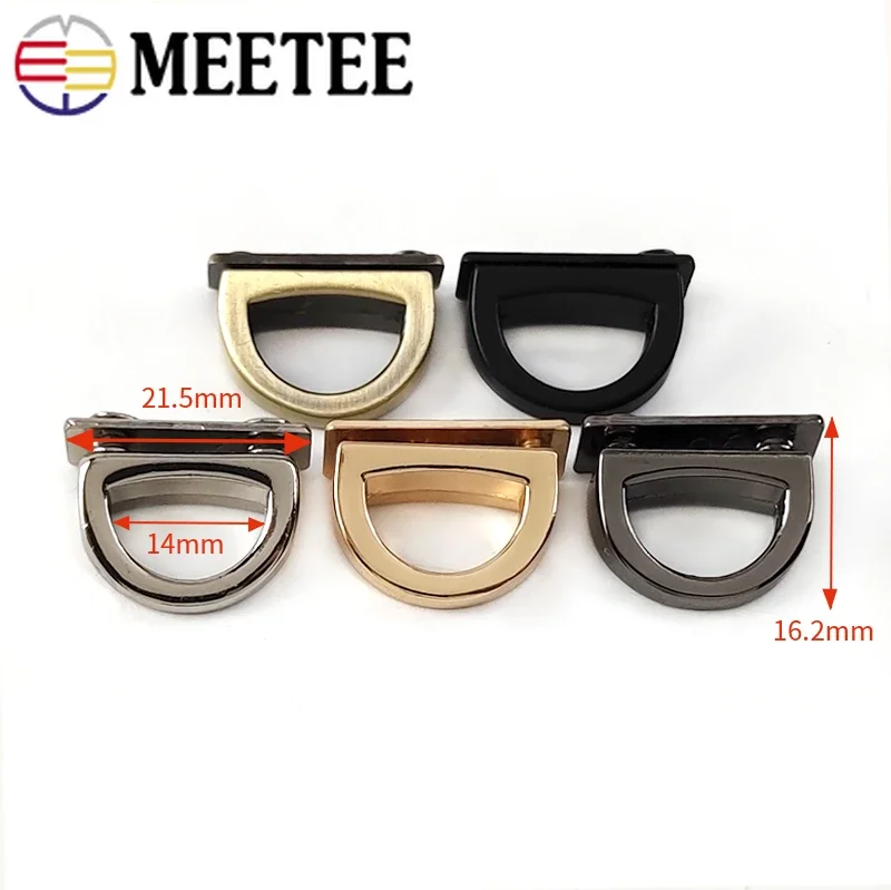 Meetee 5/10/20Pcs 14mm Metal D Ring Bag Side Clip Buckles Screw Handbag Chain Hanger Hook DIY Strap Hardware Accessories