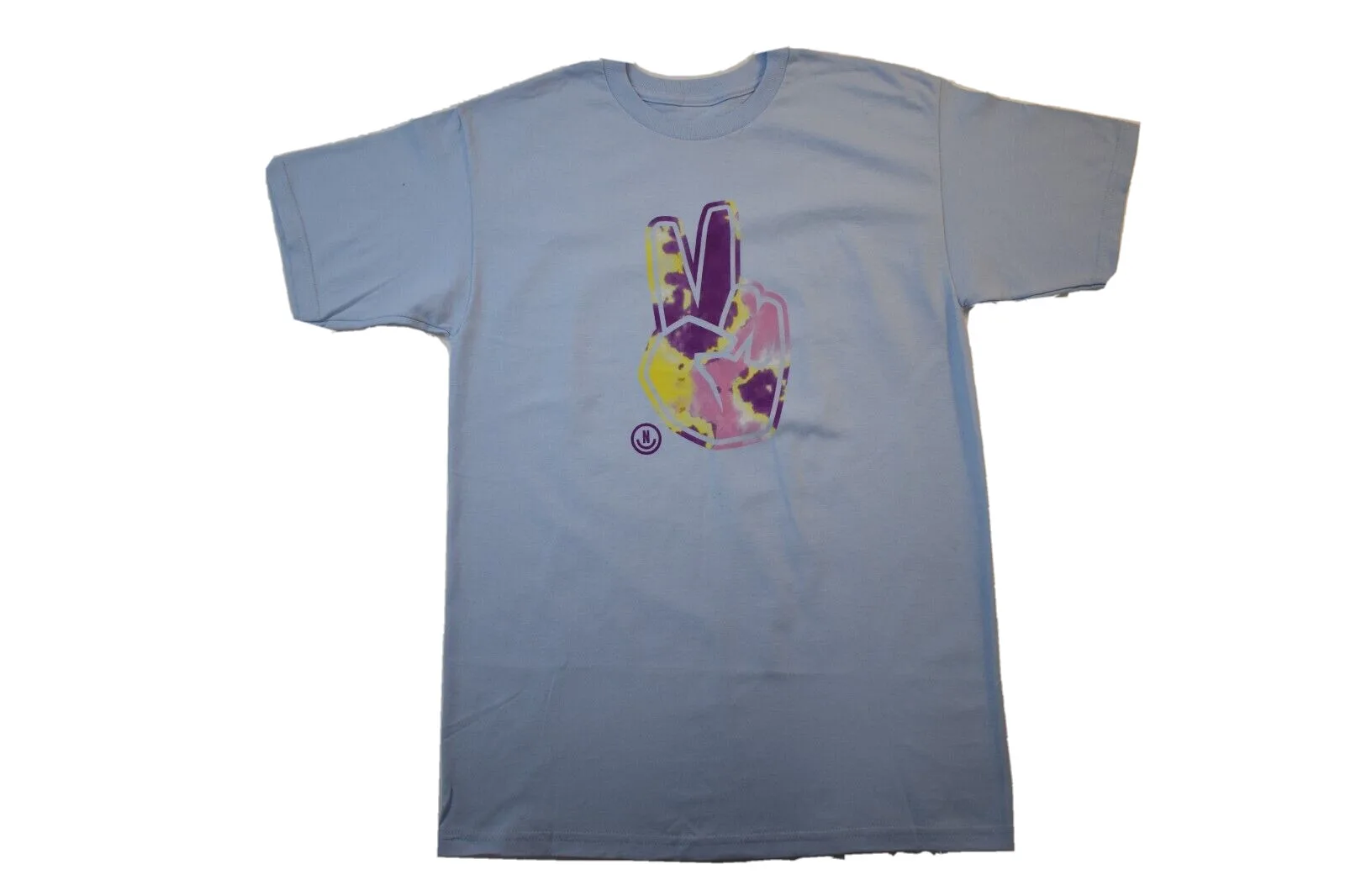 Neff Mens Multicolor Peace Fingers On Light Blue T Shirt New M