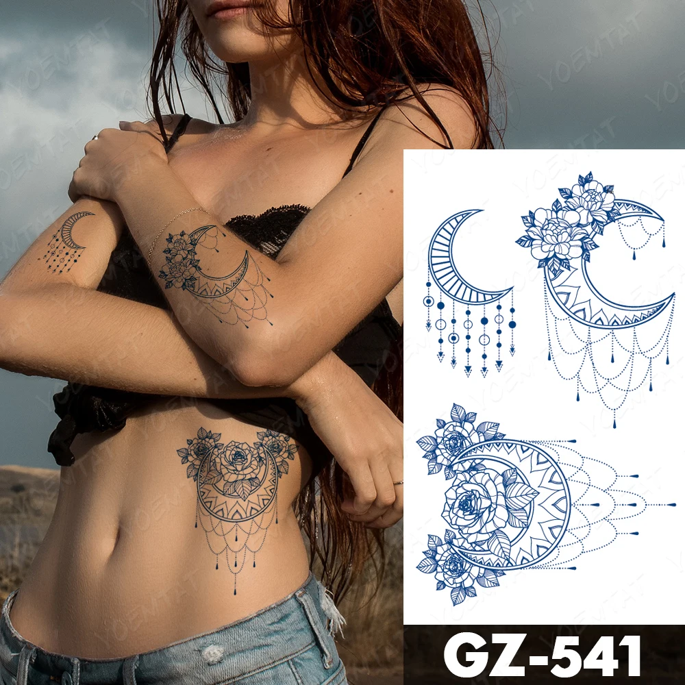 Semi-Permanent Herbal Waterproof Temporary Tattoo Sticker Butterfly Bow Tie Lasting Ink Tatto Sexy Body Art Fake Tattoos Women