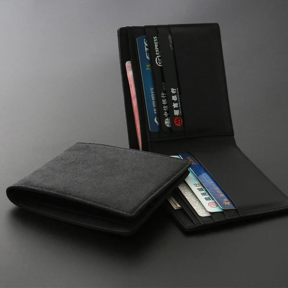 Suede  Wallet Women & Man Card Holder Bag Luxury Artificial Leather Slim Cards Small Thin Card Package.