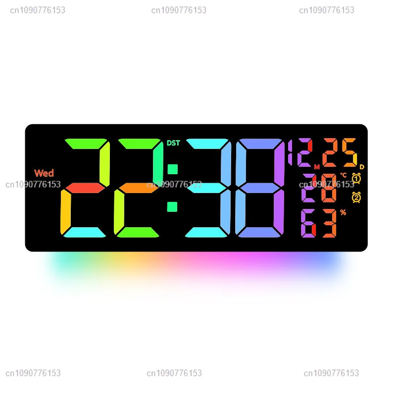 

New LED Symphony Wall Clock RGB Color Changing Living Room Wall Clock Display Multifunctional Alarm Clock Large Size 6669RGB