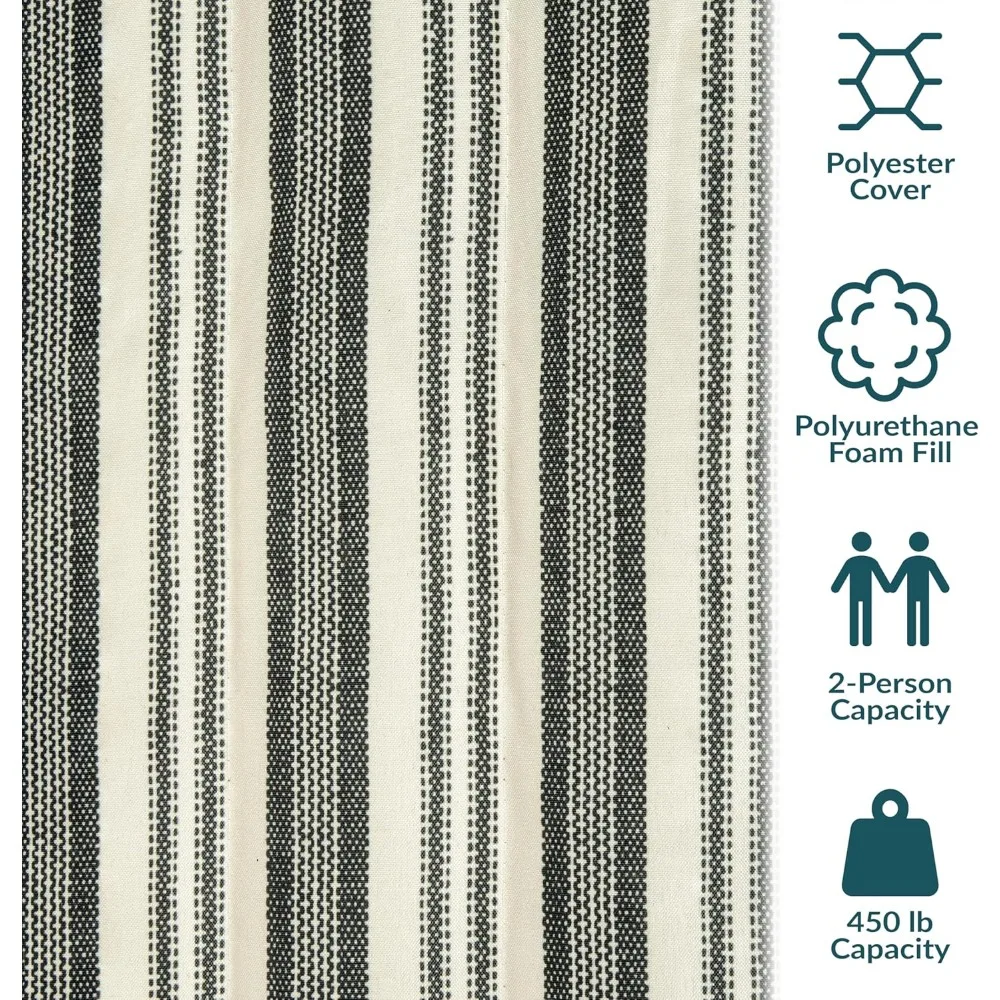 أرجوحة قضيب مفرشة منحنية بسعة 450 رطل - سرير معلق خارجي مخطط محايد #3